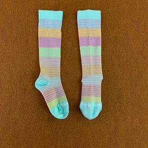 Nurse Yard Womens S/M Teal Striped Knee High Compression Socks New